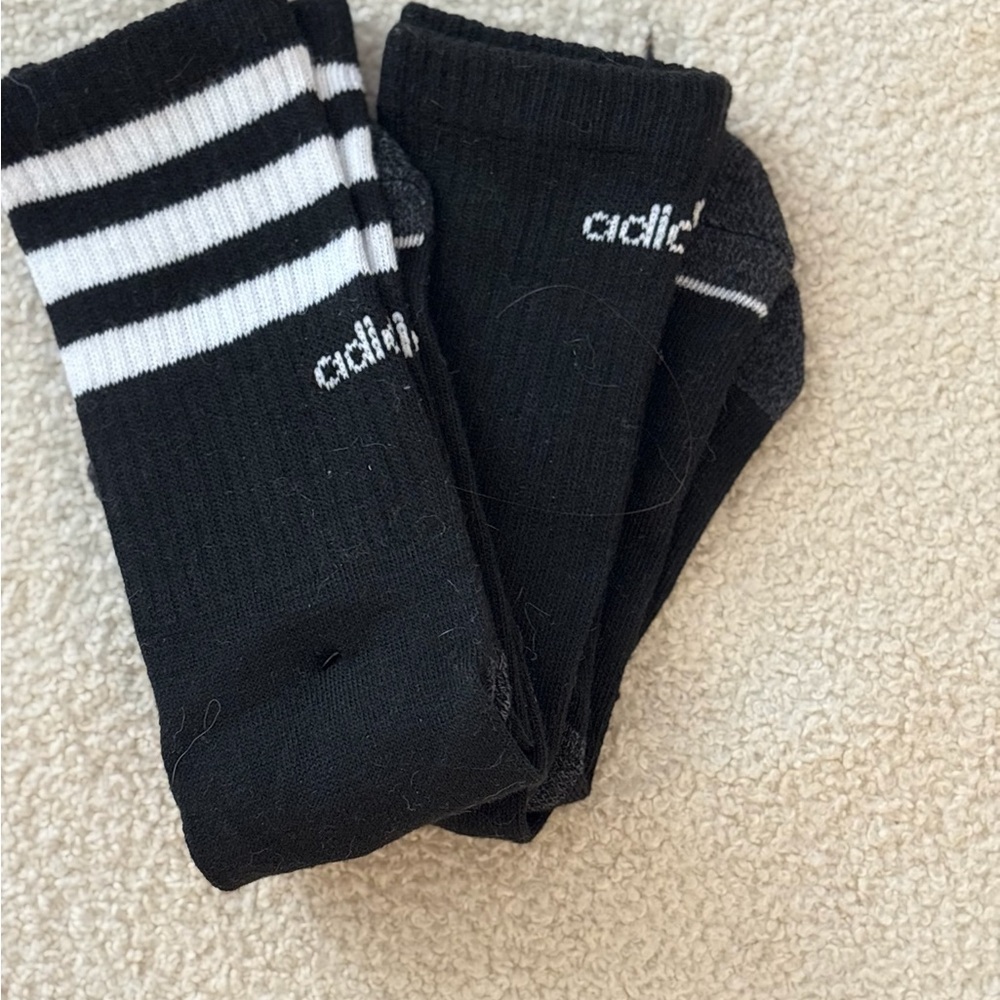 Adidas Men's Striped Black and White Athletic Socks